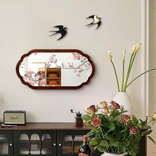 燕舞花香中古风子装饰镜画家用小场景组合画法面式复古客厅高镜级