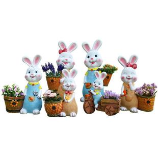 园户外花园装 饰件仿真子花盆园林景观KCS雕塑小品幼儿植兔物摆角