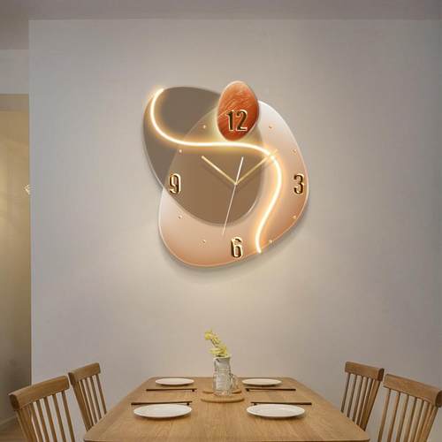 时运转餐光韵流转厅饰画客厅钟表挂装画现代钟简约餐桌挂创意时钟