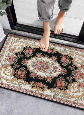 地毯欧式田园DFA地垫客卧室书房厅玄关门垫无床棉加丝提边花味道