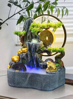 假山流水件风水玄轮喷泉办公客厅关招财PDI桌面摆摆件开 室业乔迁