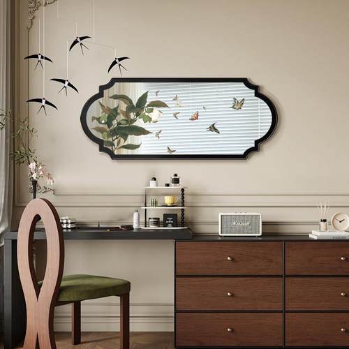 法厅式镜影芬芳画复古镜子装饰客厅背景墙创意感蝴蝶壁画餐挂画高