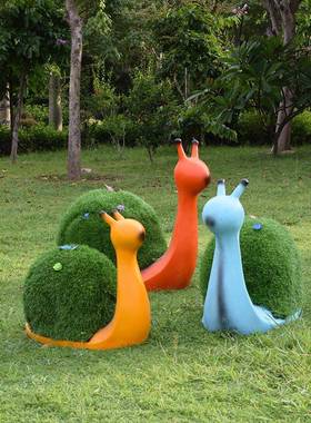 户外园林景观装饰摆件拟动物模通卡YIS绿色植物蜗牛幼儿园公玻园