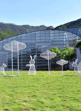 外不锈钢JJC草铁艺镂空动物雕塑田园风园林户景观坪院线庭条装饰