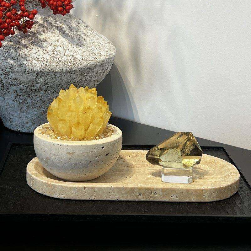 晶聚宝盆天碗然水晶柱摆水件招财居玄关黄水晶JWD洞石装饰家摆件,家居饰品,国学摆件,淘宝优惠券,粉丝福利购,淘宝优惠卷