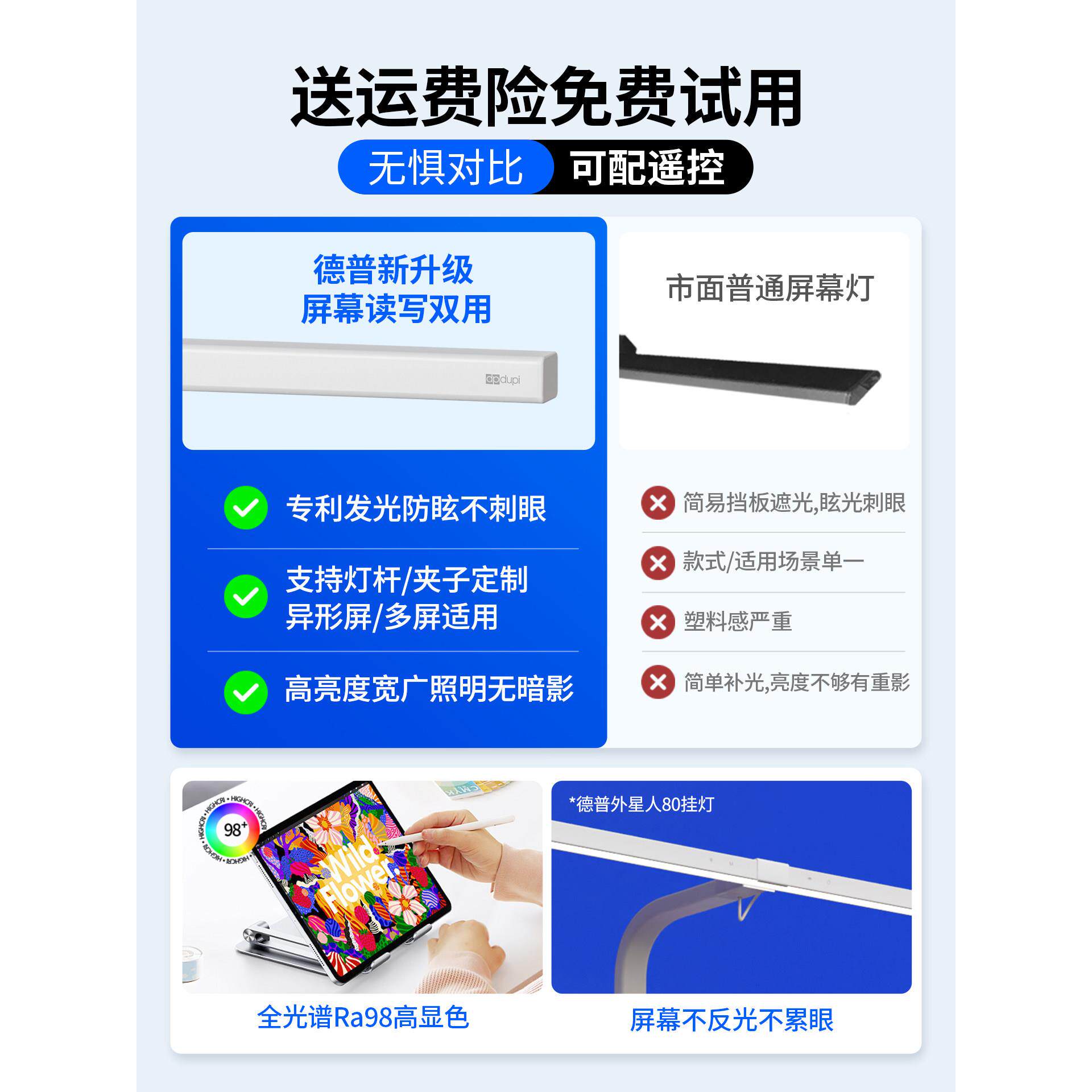 德普外星示人屏幕护灯立挂式电脑曲面147显屏灯电竞补眼光灯办公