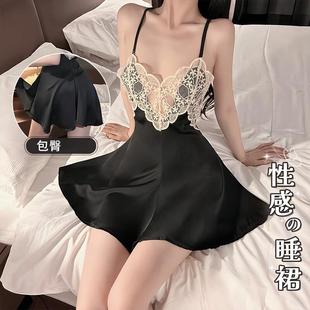 趣味吊带睡裙夏季 蕾丝春秋款 冰丝家居2025新款 纯欲风性感睡衣女款