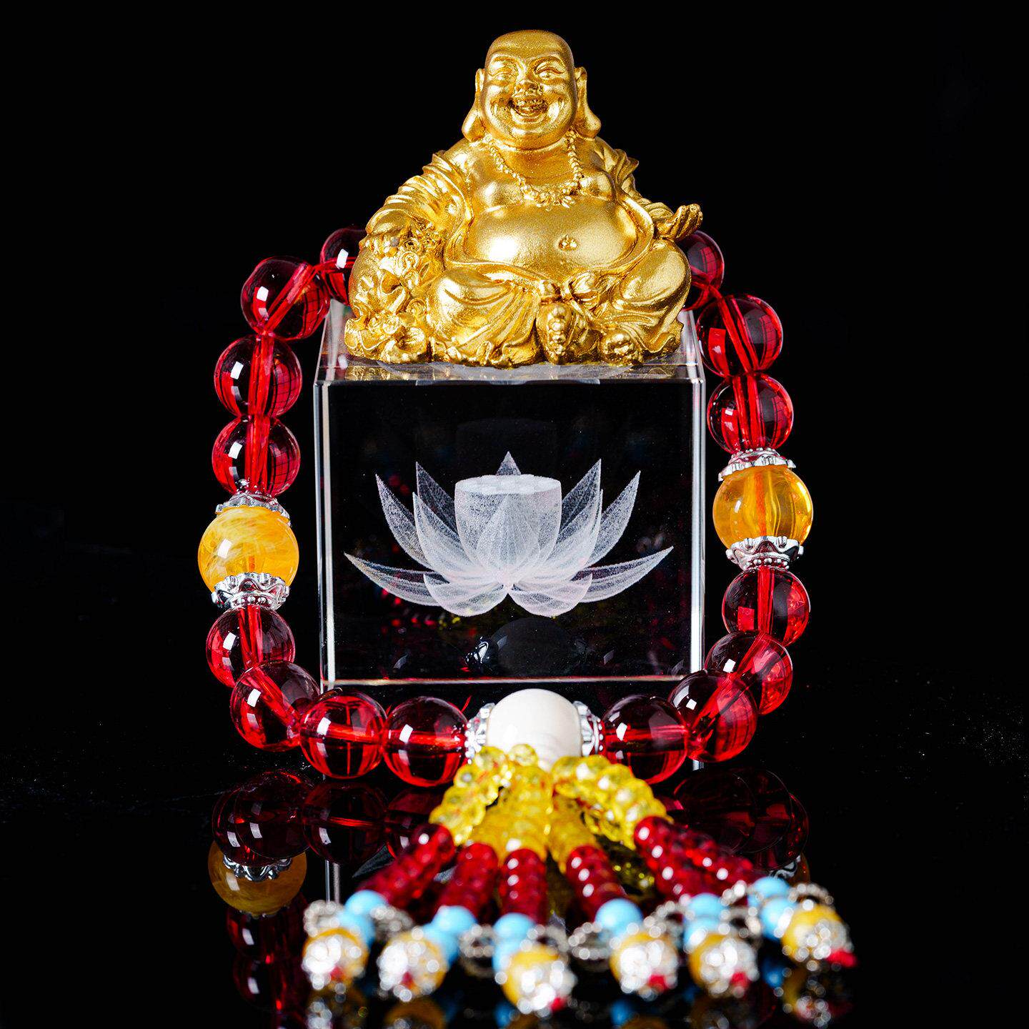 2025新款弥勒佛像汽车摆件车载水晶摆件中控台车上装饰用品保平安