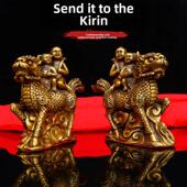 全铜麒麟礼品饰品麒麟对金童和女孩卧室装 饰家居创意工艺品