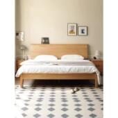 全实木床现代简约橡木床1.51.8米双人床北欧卧室家用原木斜靠大床