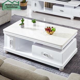 天然大理石咖啡桌电视柜组合环保油漆实木小公寓现代简约客厅茶几