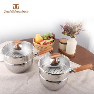 百灵鸟无涂层18cm家用小奶锅日式雪平锅不锈钢加厚煮奶锅辅食锅
