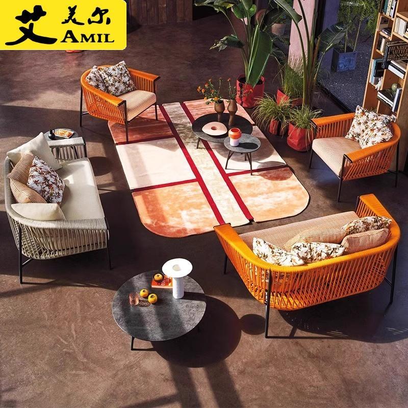 户外沙发庭院别墅花园藤编家俱防水防晒露天阳台休闲露台室外组合