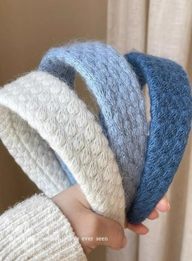 温柔复古菱格毛线宽边发箍女2025新款高颅顶头箍发卡洗脸发捆秋冬