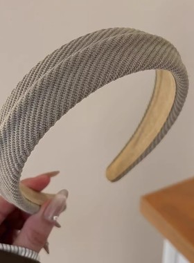 秋冬简约斜纹布艺发箍女2025新款日常外戴高颅顶复古头箍发卡发饰