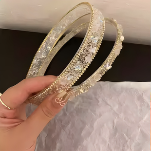 气质冷淡风水晶钻带齿发箍时尚精致洋气高级感外出压发头箍发卡女