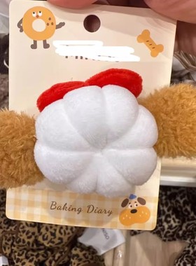 可爱毛绒饼饼发夹蝴蝶结发饰甜美少女心头饰侧边家鸭嘴夹简约