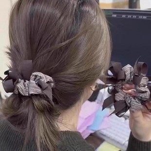 韩系小众编织蝴蝶结大肠发圈女款 显发量丸子头发绳高级感马尾头绳