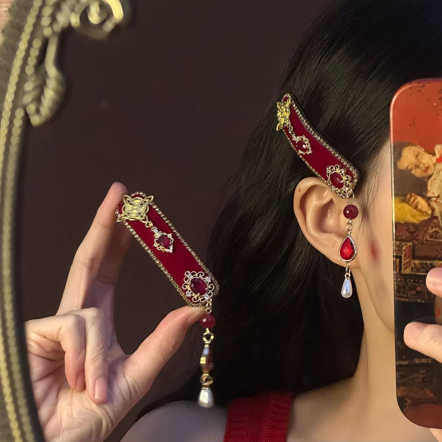 新中式复古红色流苏发夹女刘海侧边夹前额碎发掰掰夹新年头饰发饰,饰品/流行首饰/时尚饰品新,发饰,淘宝优惠券,粉丝福利购,淘宝优惠卷