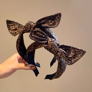 豹纹立体蝴蝶结发箍女2025新款高颅顶头发压法发卡洗脸头箍时尚