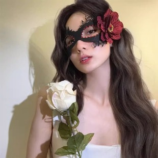 化妆舞会派对假面半脸性感蕾丝羽毛面罩女晚会面具年会头饰眼罩