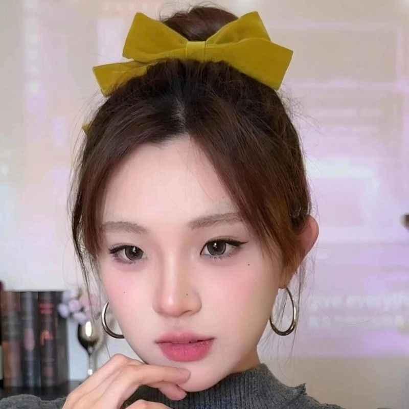 韩系丝绒双面蝴蝶结丸子头抓夹女秋冬后脑勺马尾夹气质复古发夹