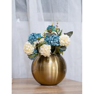 不锈钢金属小花瓶可访问豪华球形桌面现代简单干花插花装饰品家居