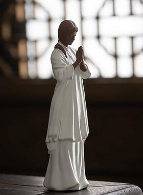 久造创意陶瓷中国风美女人物摆件禅意鱼缸造景家居客厅中式装饰品