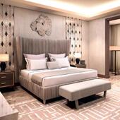 定制意大利现代极简主义卧室褶皱靠背1.5米实木1.8米双人床天鹅绒