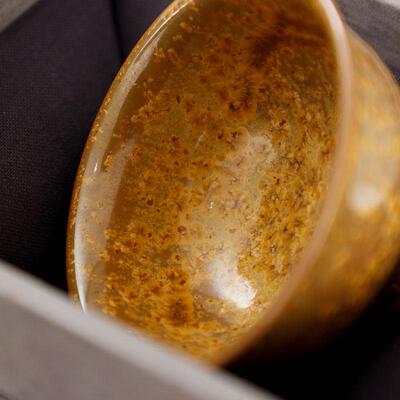 镇窑利丰茶粉釉钛晶手工薄体青瓷粗陶高温窑转宋式茶杯高足杯