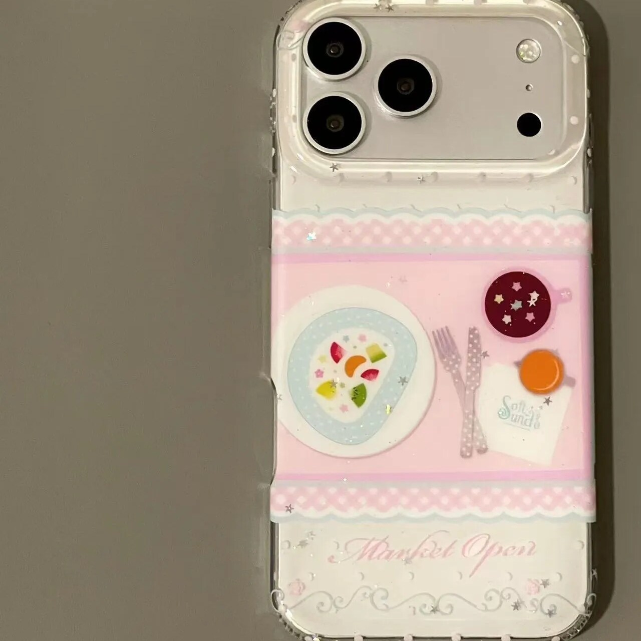 雨柠古早艺术感甜心刀叉餐盘适用iPhone17Promax新款苹果16手机壳15卡通日韩个性创意14防摔保护套