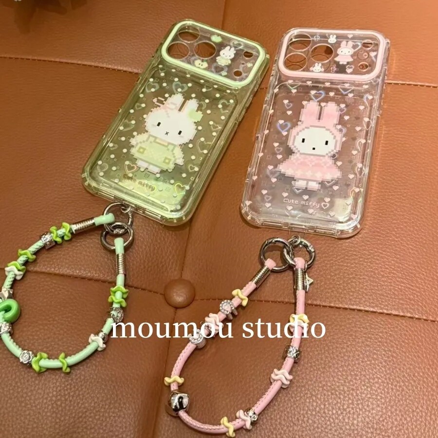 雨柠古早镭射爱心米菲兔适用于iPhone17promax手机壳苹果16pro新款15卡通日韩INS可爱个性创意14防摔保护套