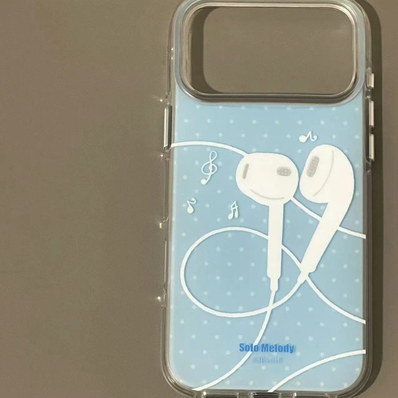 雨柠蓝色波点古早线条白色耳机适用iPhone17Promax新款苹果16手机壳15个性创意日韩INS卡通14防摔保护套