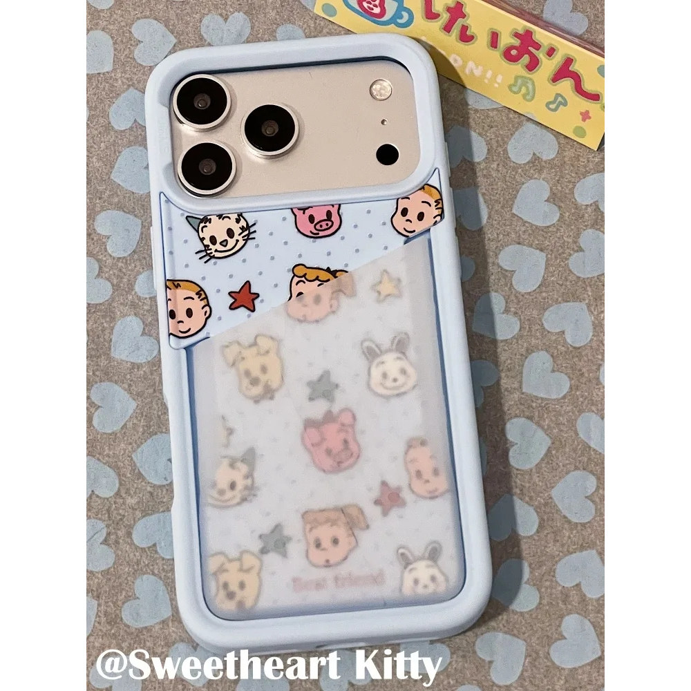 雨柠ins蓝色原田治硅胶卡包适用iphone17promax新款苹果16手机壳15少女卡通日韩个性创意14防摔保护套