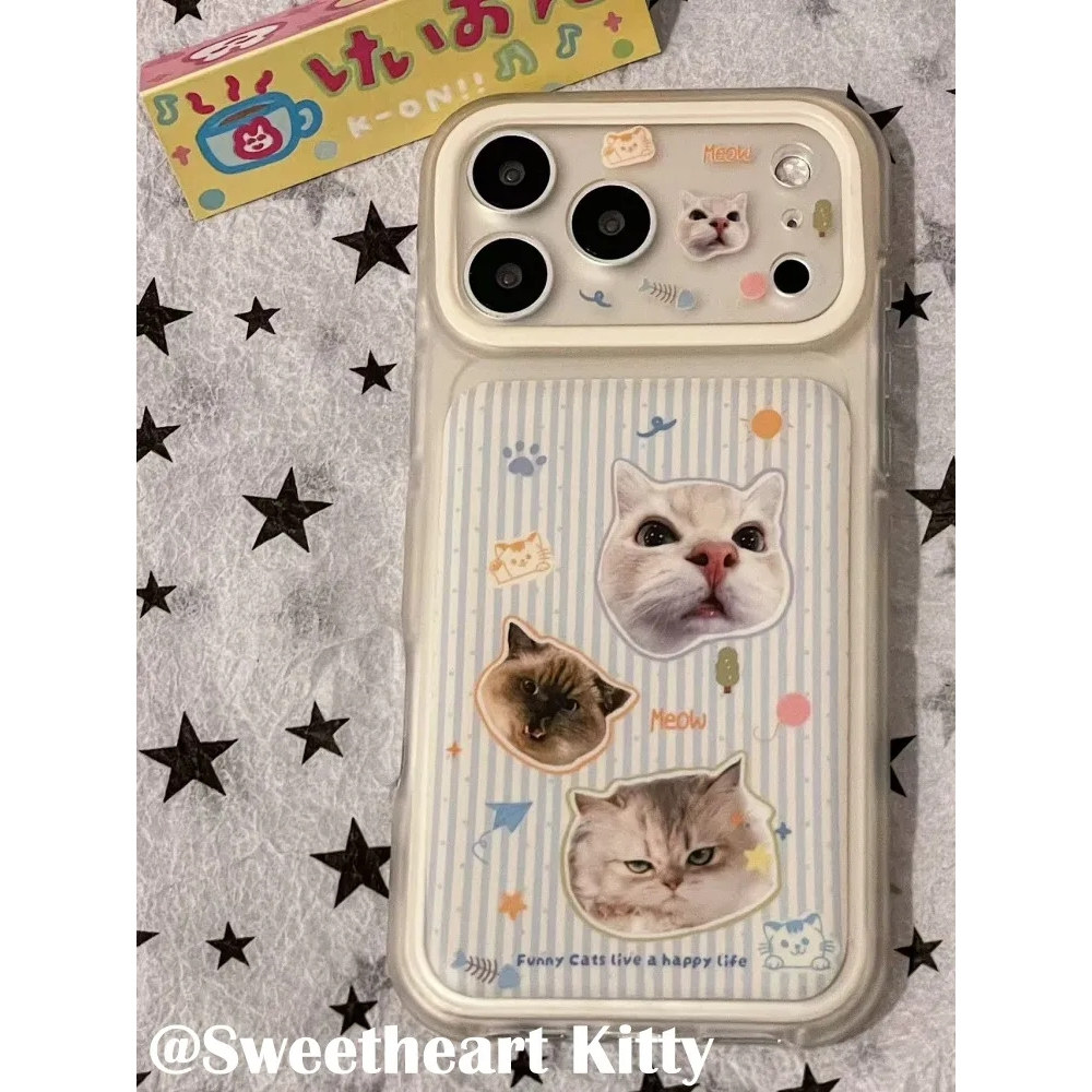 雨柠ins古早萌宠小猫图案适用iphone17promax苹果16手机壳15少女卡通日韩可爱个性创意14防摔保护套