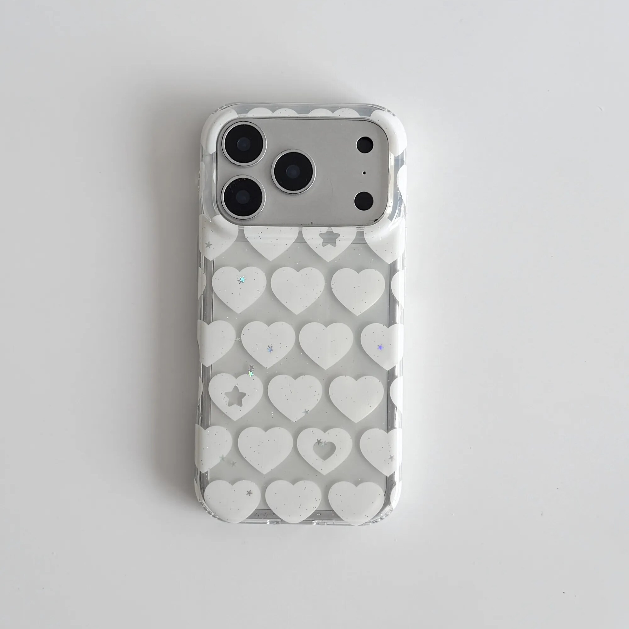 雨柠适用透明闪粉白色爱心iPhone17Promax新款苹果16手机壳15日韩ins高级感个性创意14防摔保护套