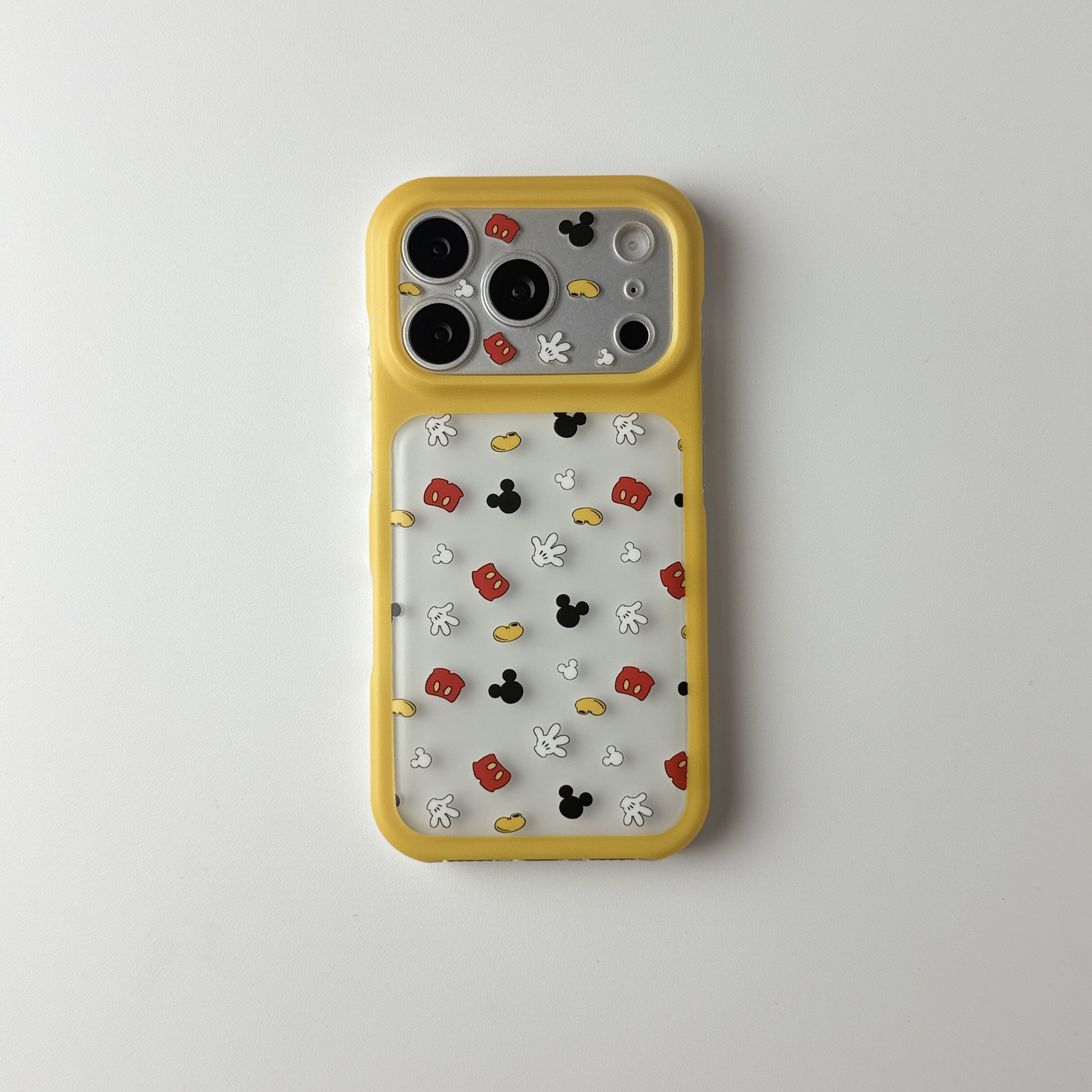雨柠可爱米奇元素碎片黄边框适用iPhone18新款苹果17手机壳16日韩卡通ins个性创意15防摔保护套