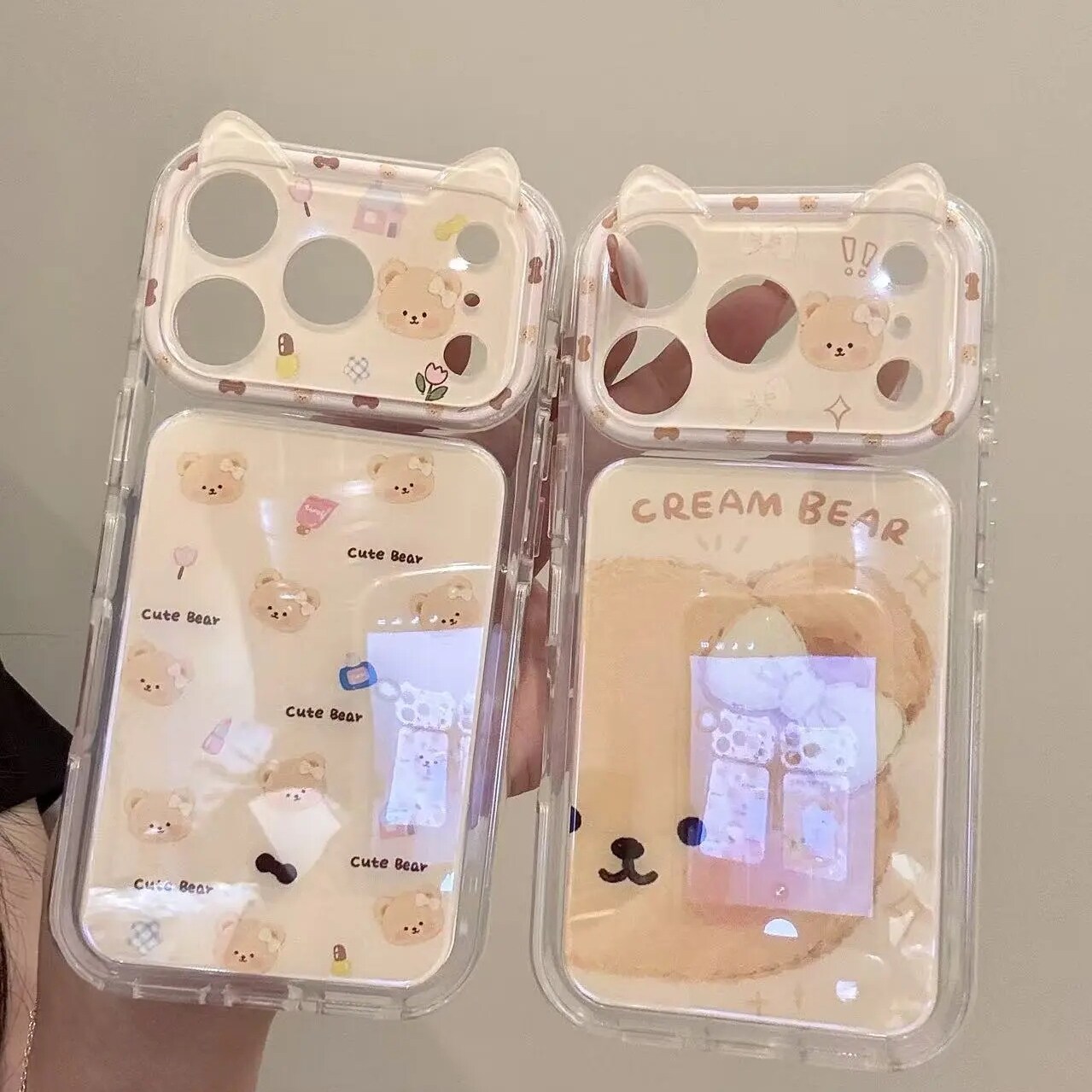 雨柠适用于iphone18promax可爱风17化妆品蝴蝶结半脸小熊16猫耳手机壳15卡通日韩INS个性创意14防摔保护套