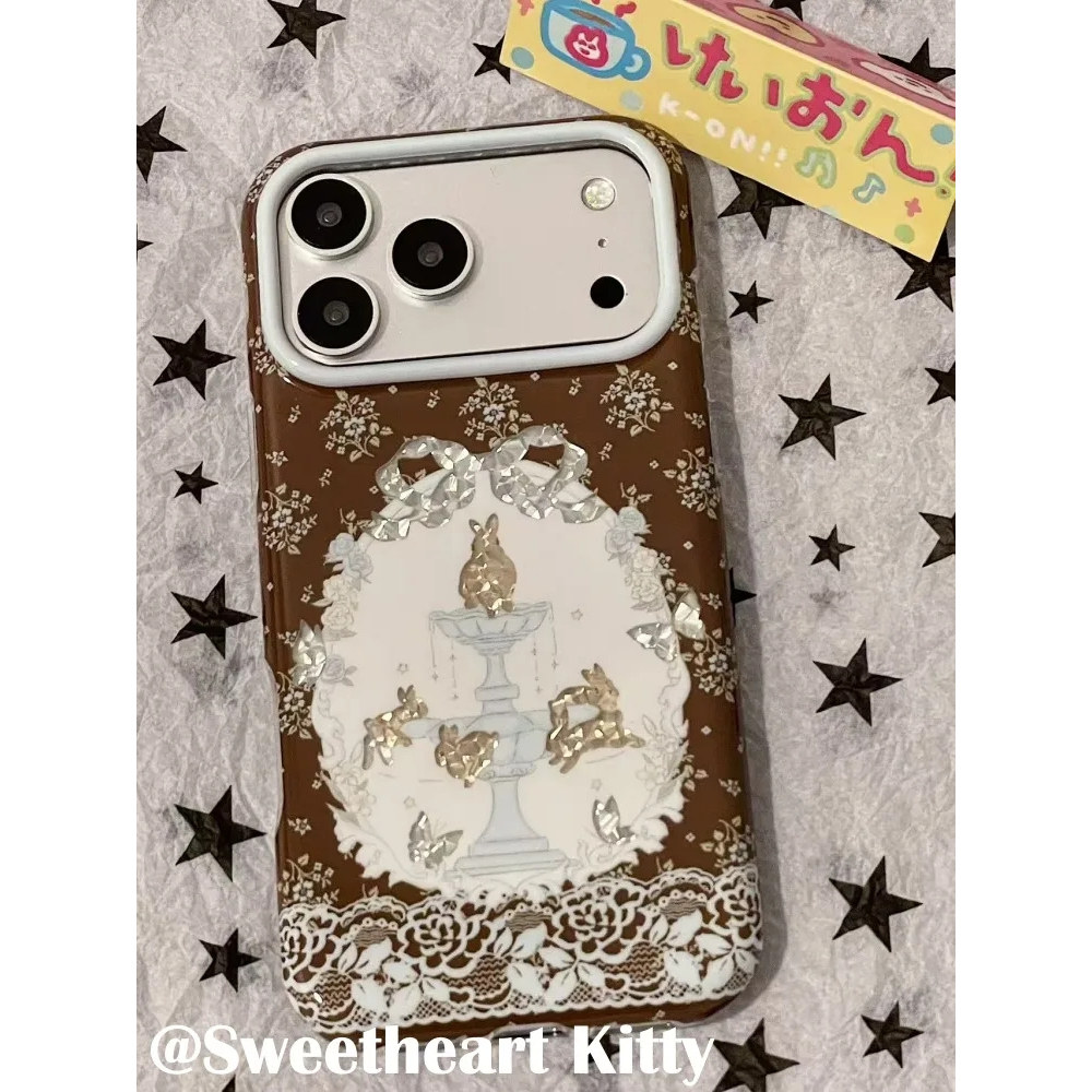 雨柠ins古早小碎花许愿池兔子适用iphone18promax苹果17手机壳16少女卡通日韩个性创意15防摔保护套
