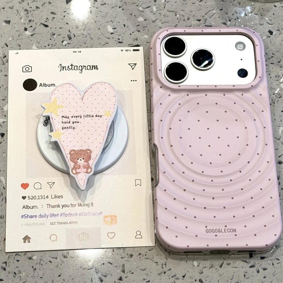 雨柠适用于iphone18promax手机壳韩系ins风17p波漾波点小熊爱心磁吸16卡通日韩可爱ins15防摔保护套