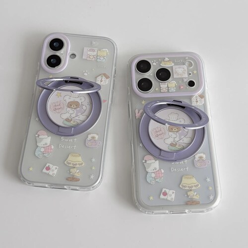 雨柠适用软萌可爱紫色甜品师小熊猫咪iPhone17Promax新款苹果16手机壳15日韩卡通ins14防摔保护套