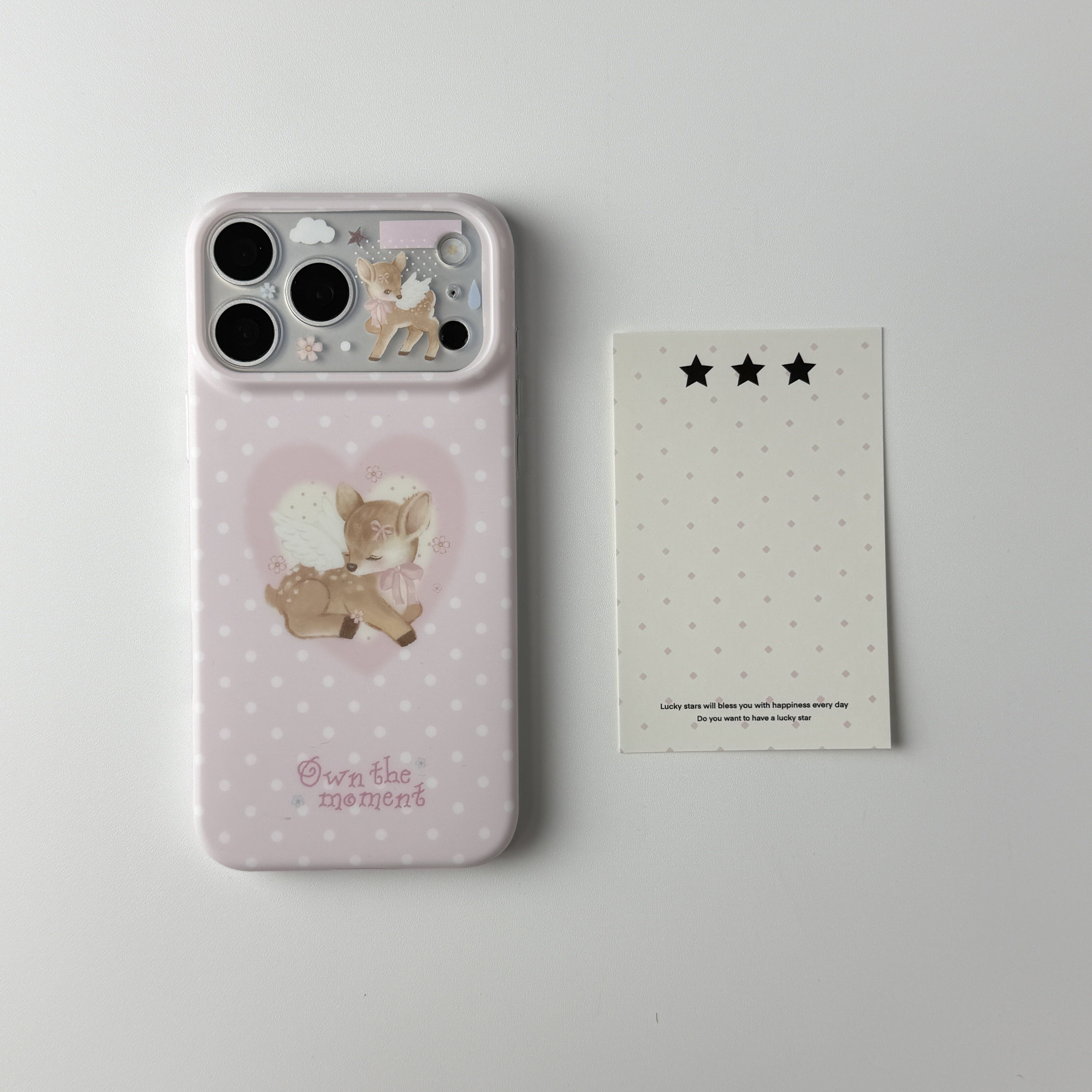 雨柠ins风可爱小鹿手机壳 粉波点爱心油画卡通iPhone18新款17少女卡通小清新个性创意16防摔保护套