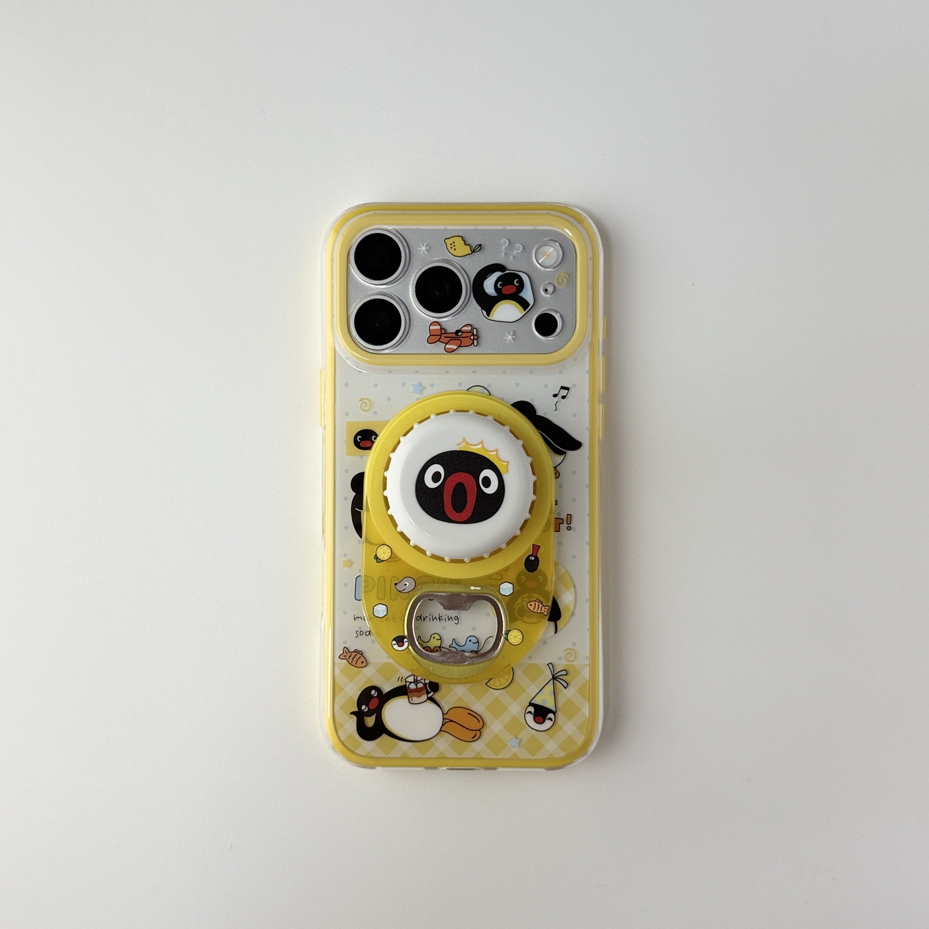 雨柠黑色小企鹅磁吸壳支架适用苹果17promax全包手机壳包相机键iPhone16新款15卡通日韩INS可爱14防摔保护套