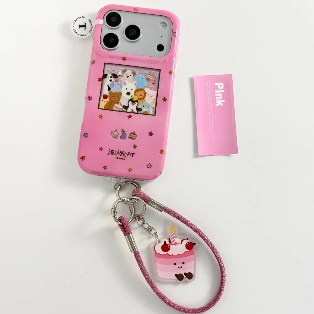 雨柠粉底星星小动物合照适用苹果17pro双层iphone16可爱少女手机壳15卡通日韩INS个性创意14防摔保护套