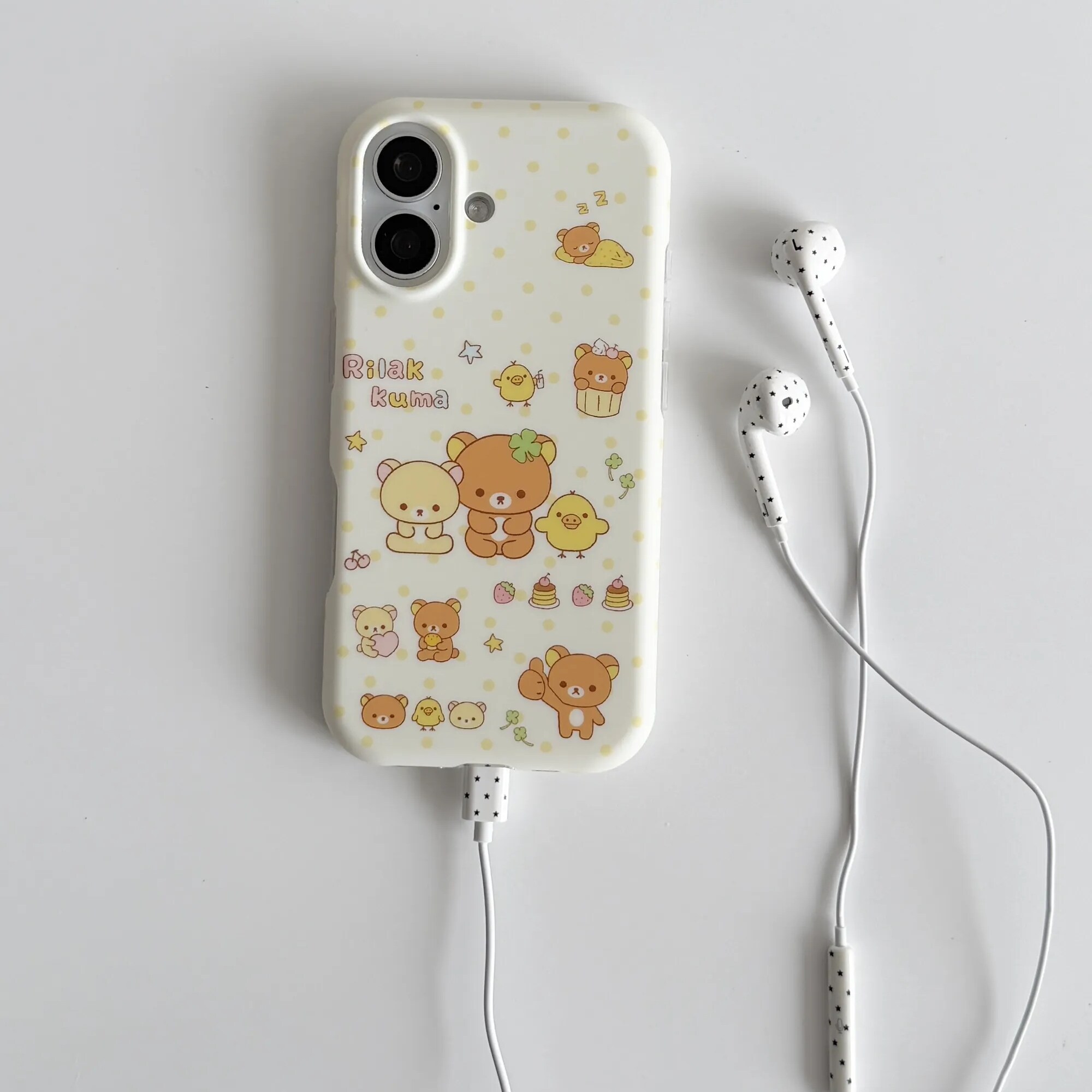 雨柠适用奶黄磨砂波点小鸡小熊iPhone17Promax新款苹果16手机壳15日韩INS卡通可爱个性创意14防摔保护套