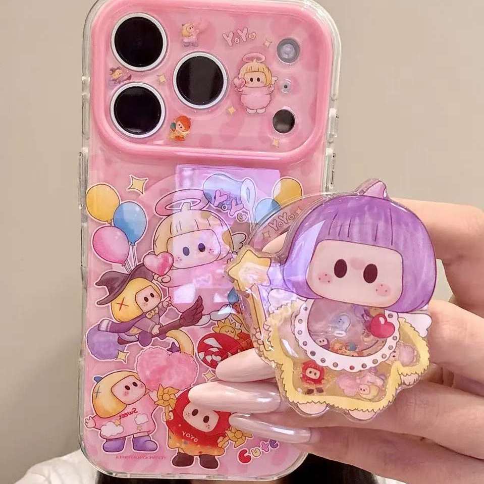 雨柠适用于iphone18promax手机壳童趣17pm气球骑扫帚棒棒糖短发女孩16卡通可爱日韩INS个性创意15防摔保护套