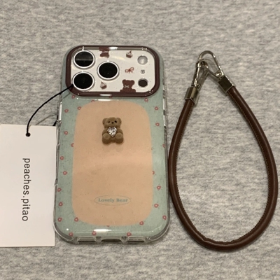 雨柠可爱卡通碎花立体小熊适用于iPhone17promax新款苹果16日韩ins15个性创意14全包防摔保护套