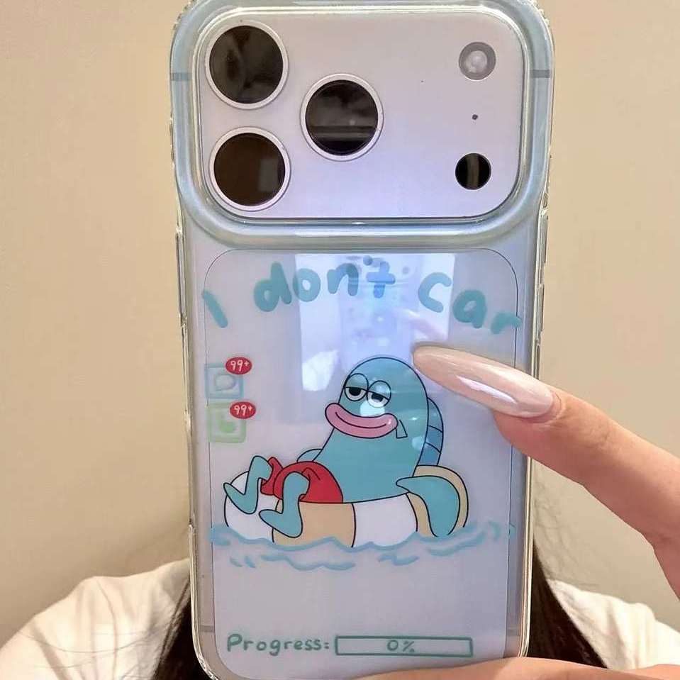 雨柠适用于iphone17promax手机壳卡通15透蓝底泳圈躺平比奇堡路人鱼16可爱日韩个性创意INS14防摔保护套