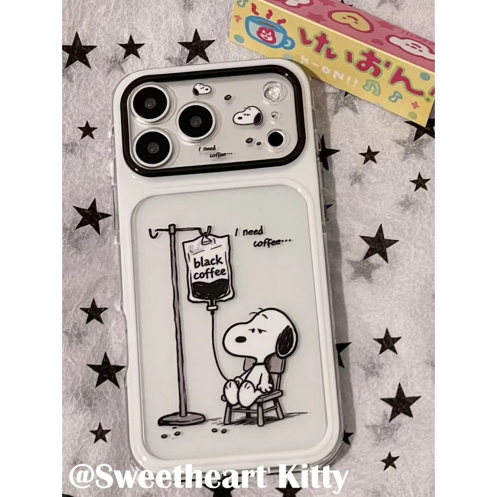雨柠ins可爱打点滴咖啡史努比适用iphone18promax苹果17手机壳16可爱卡通日韩个性创意15防摔保护套