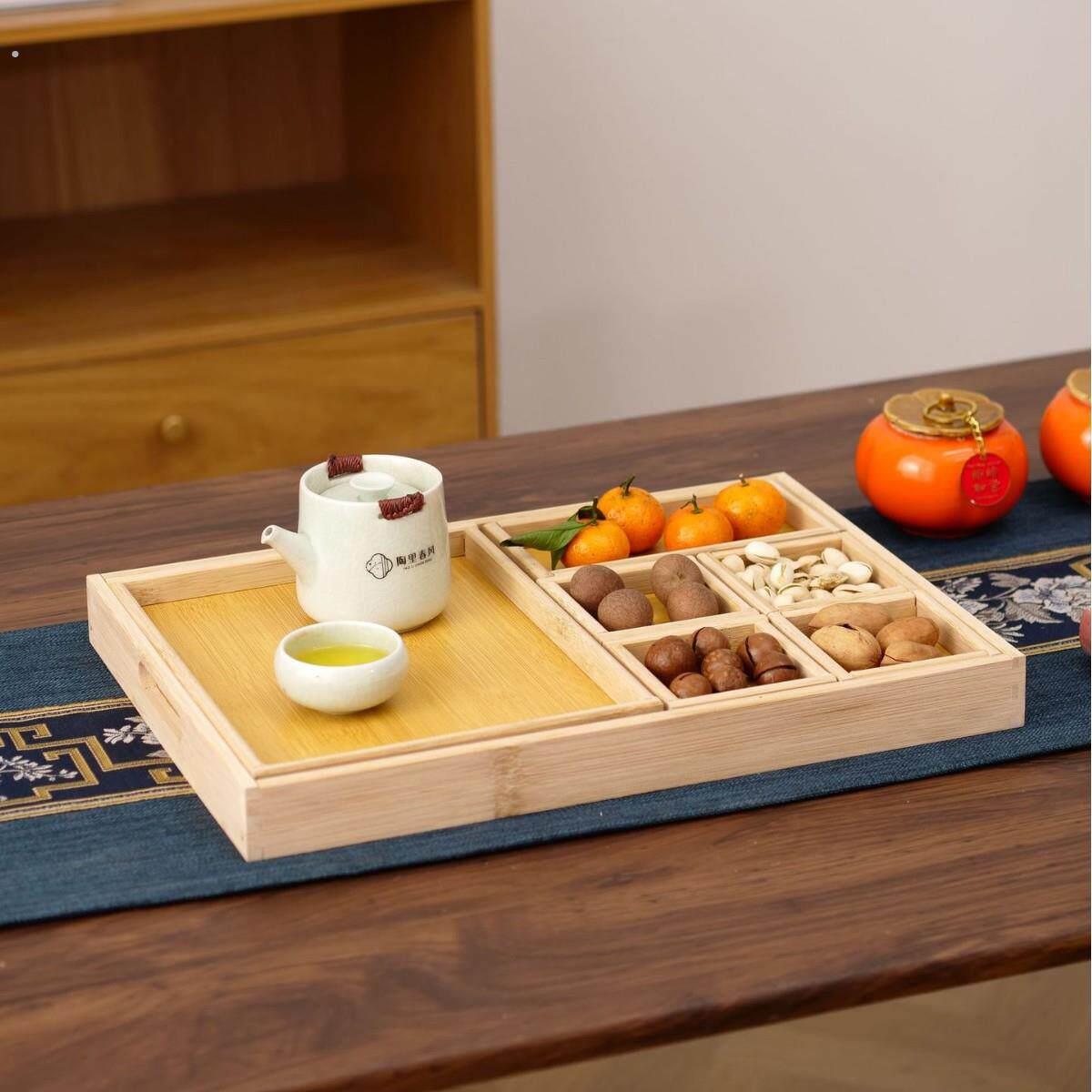 竹制茶盘家用茶几茶点围炉煮茶茶具托盘木质茶水杯七件套托盘
